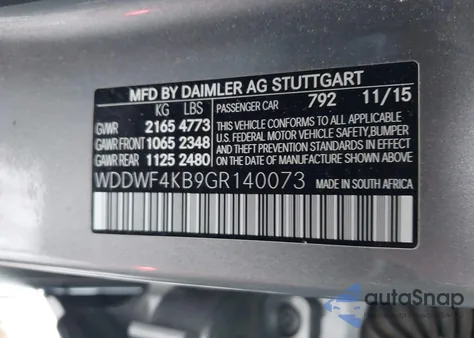 2016 Mercedes-Benz C 300 4Matic from USA, damaged, VIN WDDWF4KB9GR140073